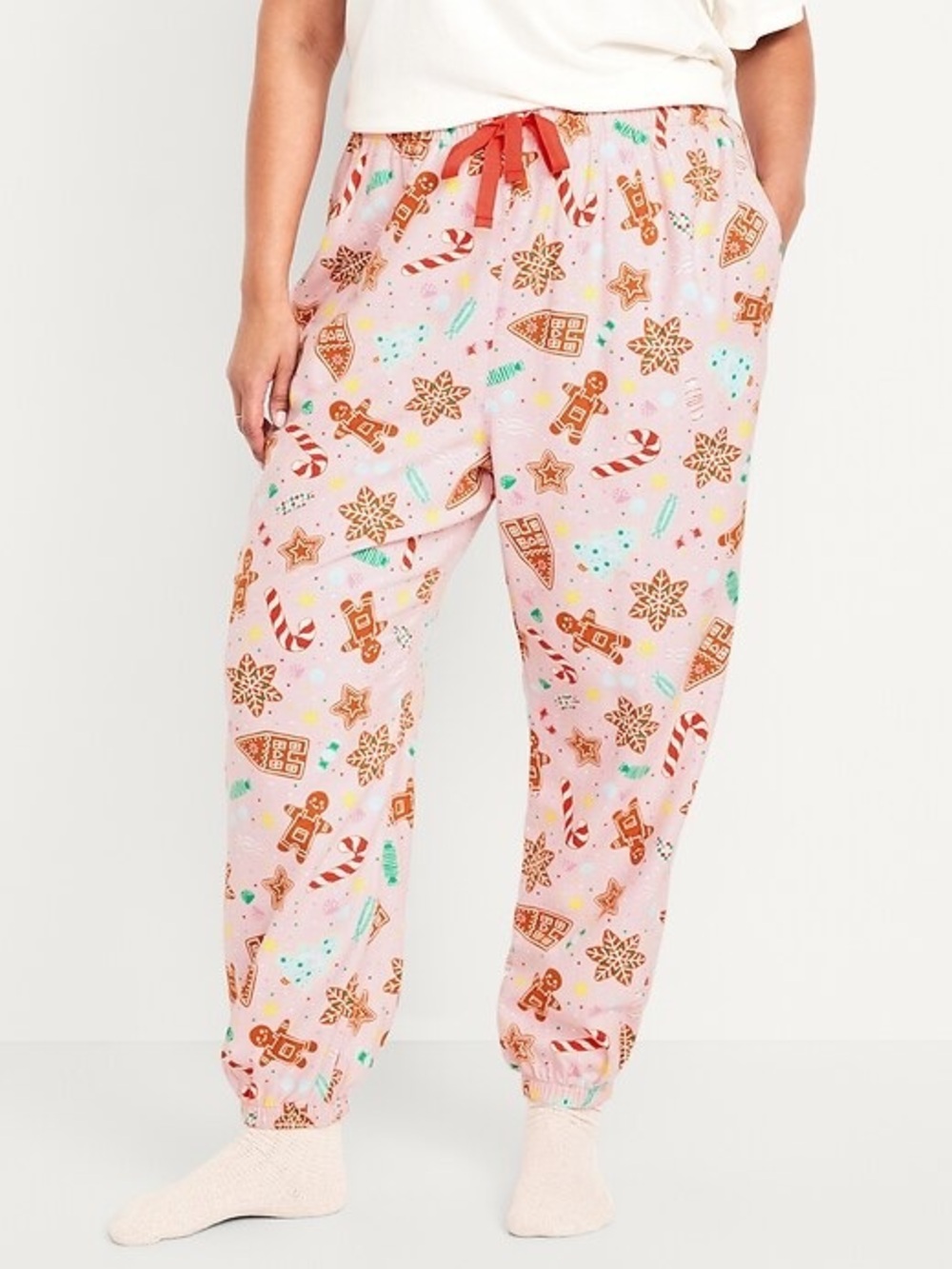 Old Navy Size XL Candied Ginger Flannel Pajama Holiday Joggers w/Pockets